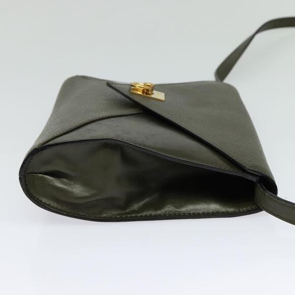 CELINE Shoulder Bag Leather Khaki Gold - Picture 5 of 12